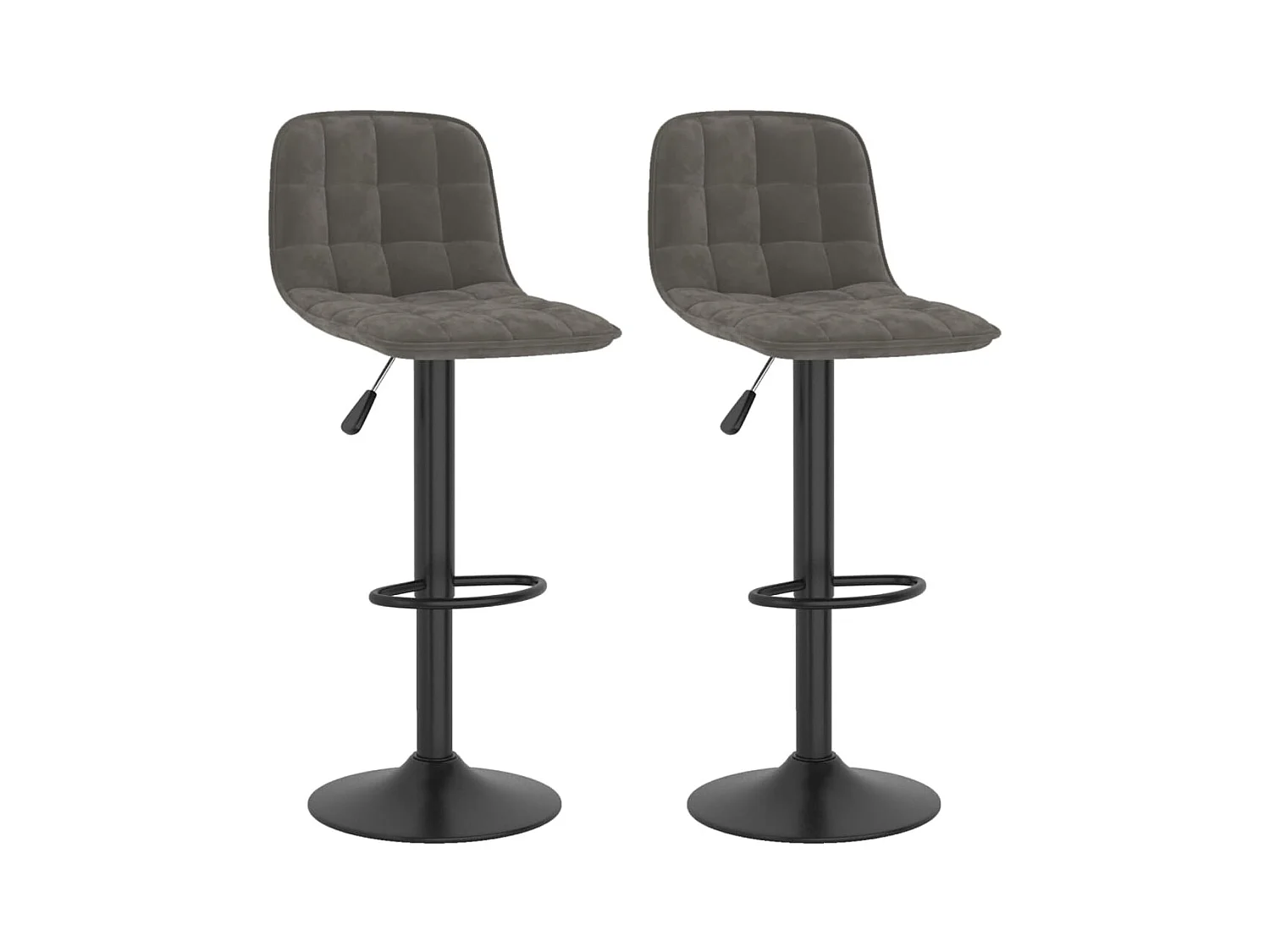 Tabourets de bar 2 pcs Gris foncé Velours 15