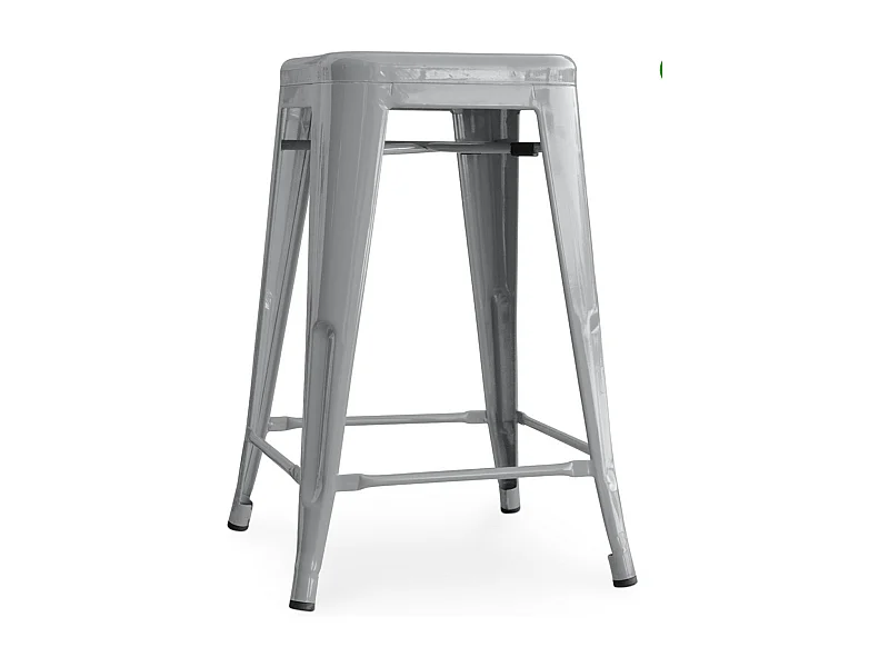 Tabouret industriel acier brillant renforcé Kalax 60cm --Couleur Gris clair
