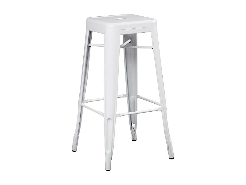 Tabouret 65cm Kontoir en acier brillant - Design industriel et élégant-Couleur Blanc