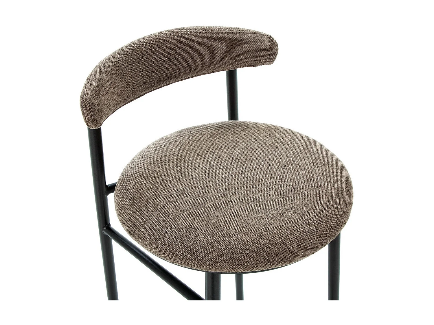 Tabouret de bar tissu gris et pieds métal noir Rava