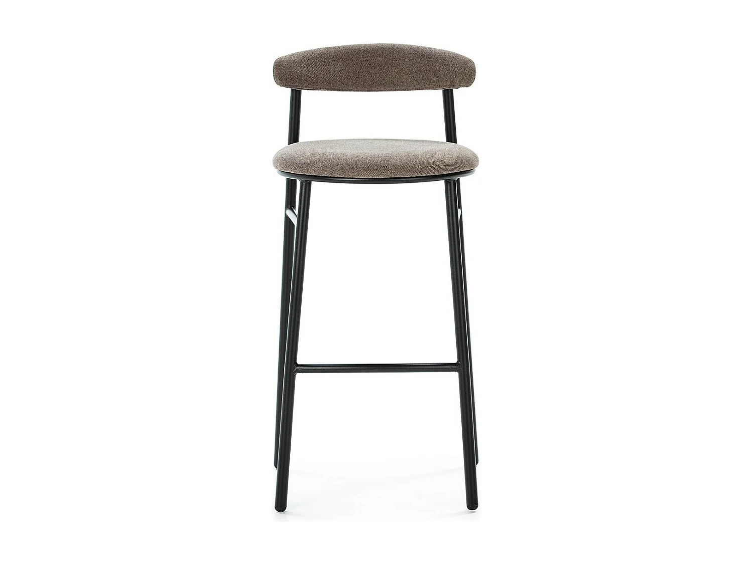 Tabouret de bar tissu gris et pieds métal noir Rava