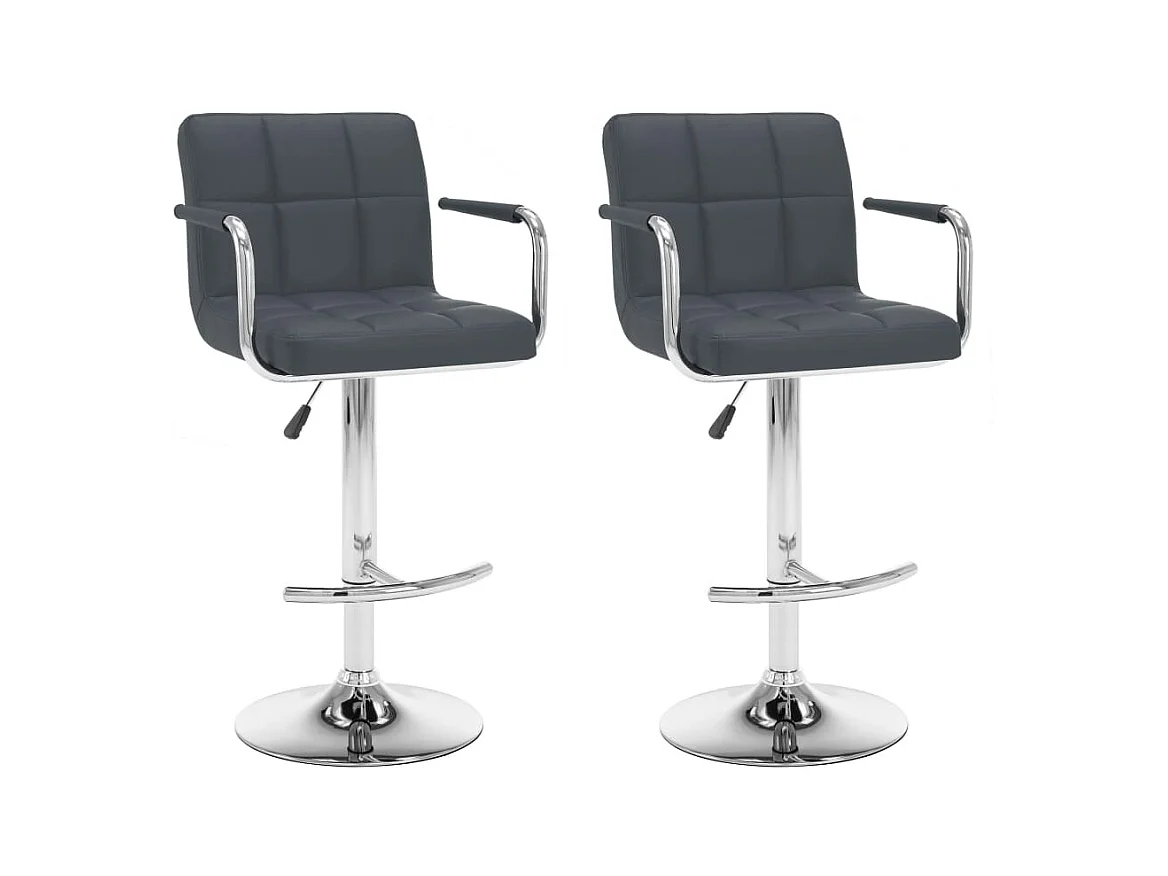 Tabourets de bar 2 pcs Gris Similicuir Kila