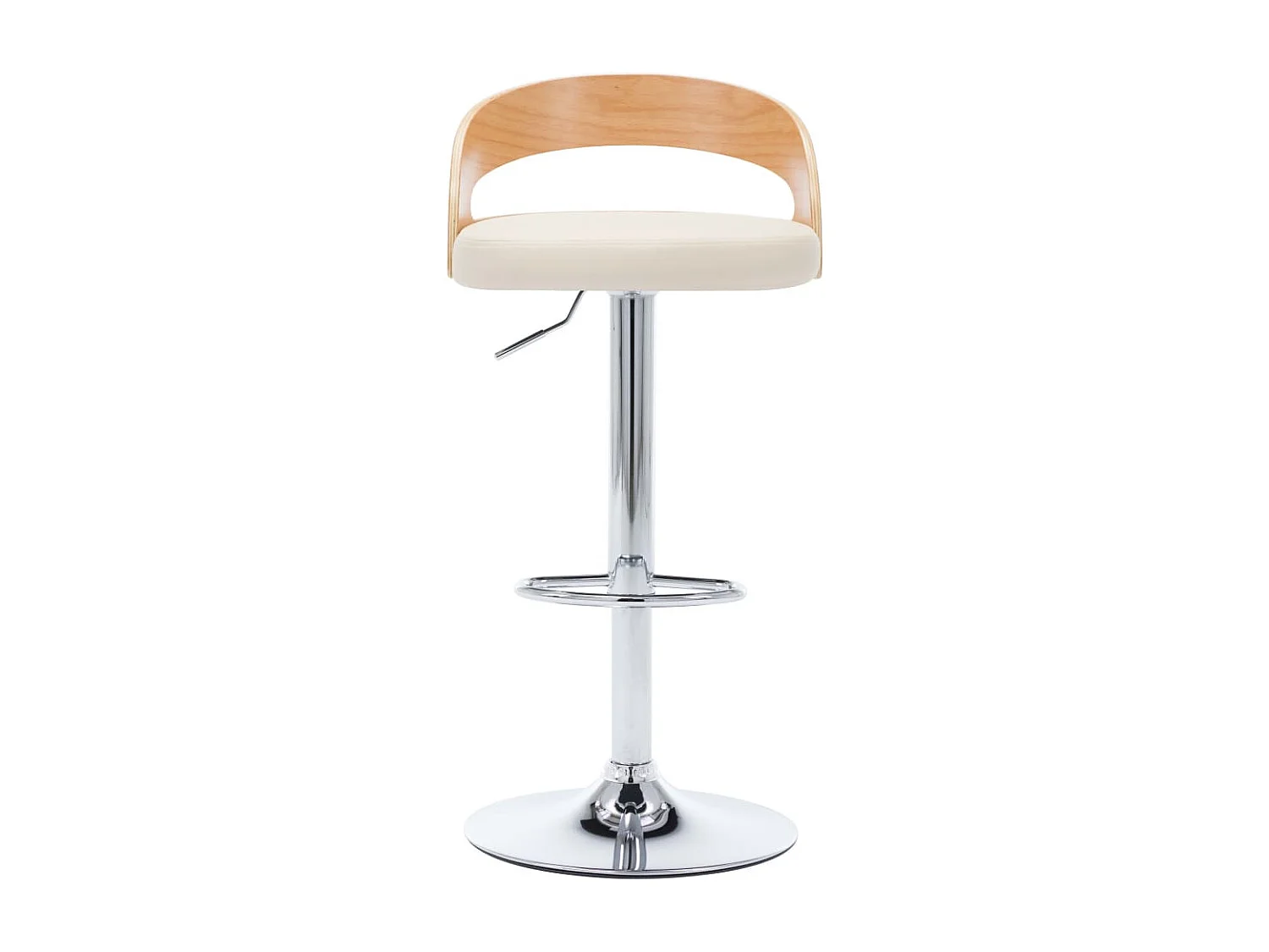 Chaise de bar bois clair et simili cuir crème Karmi - Lot de 2