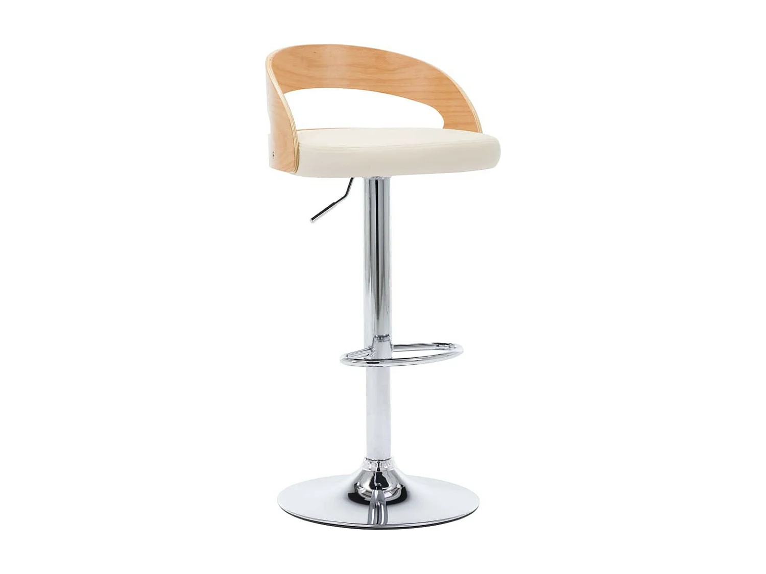 Chaise de bar bois clair et simili cuir crème Karmi - Lot de 2