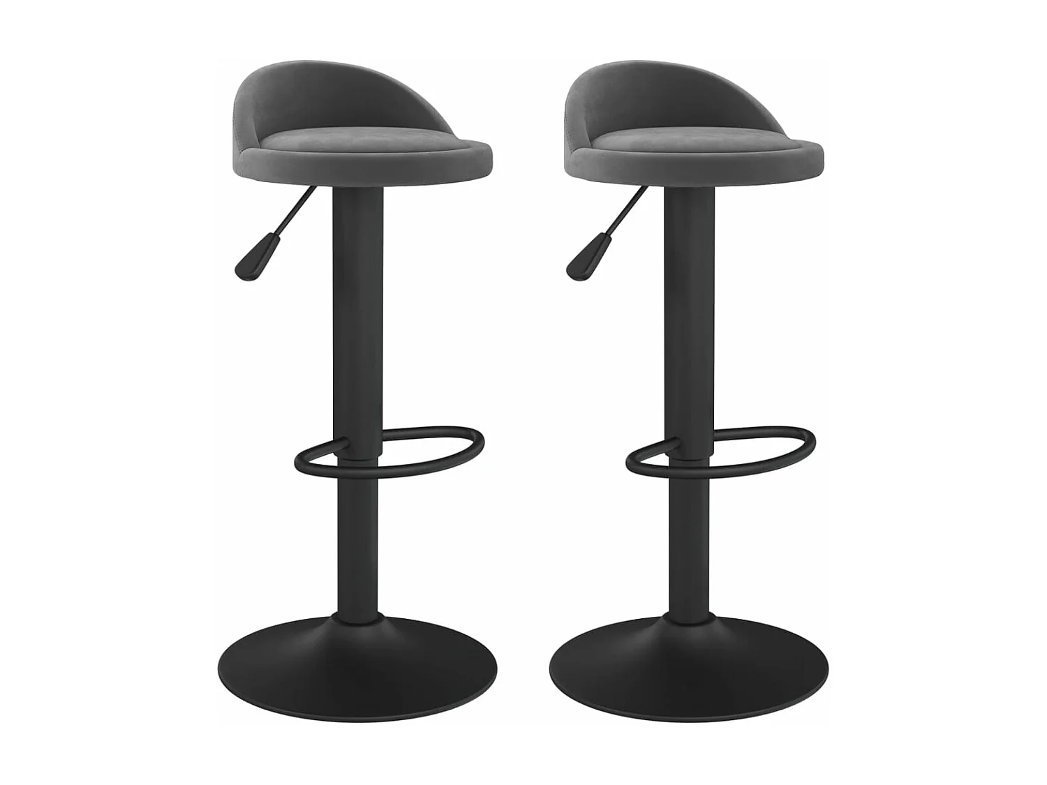 Tabourets de bar 2 pcs Gris foncé Velours 14