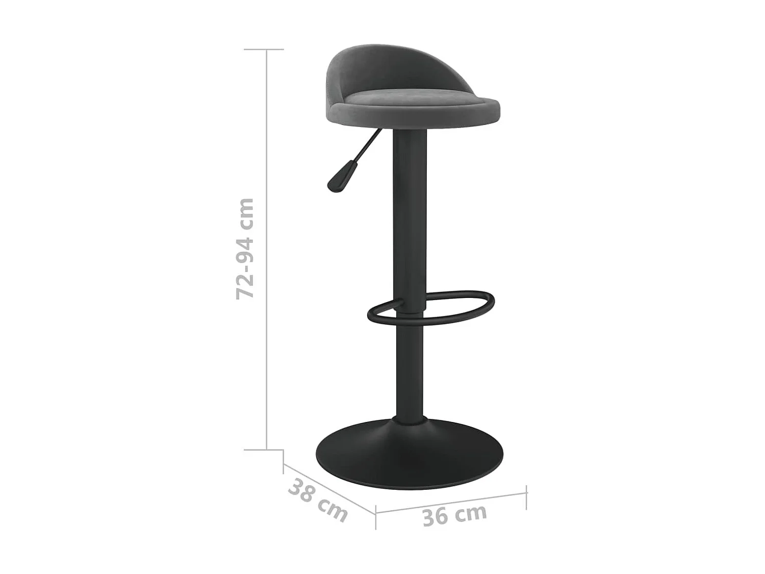 Tabourets de bar 2 pcs Gris foncé Velours 14