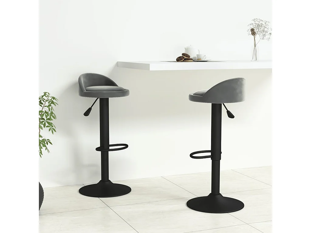 Tabourets de bar 2 pcs Gris foncé Velours 14