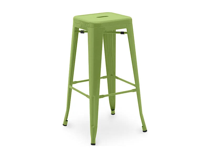 Kalax versterkte glanzende stalen industriële hoge kruk 76 cm - Top van het assortiment-Kleur Groen kaki