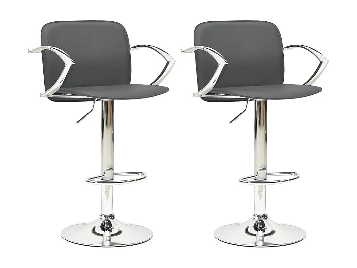 Barkrukken 2 st kunstleer grijs