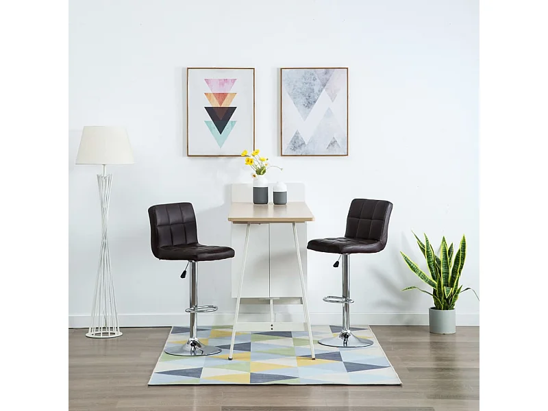 Tabourets de bar 2 pcs Marron Similicuir 12