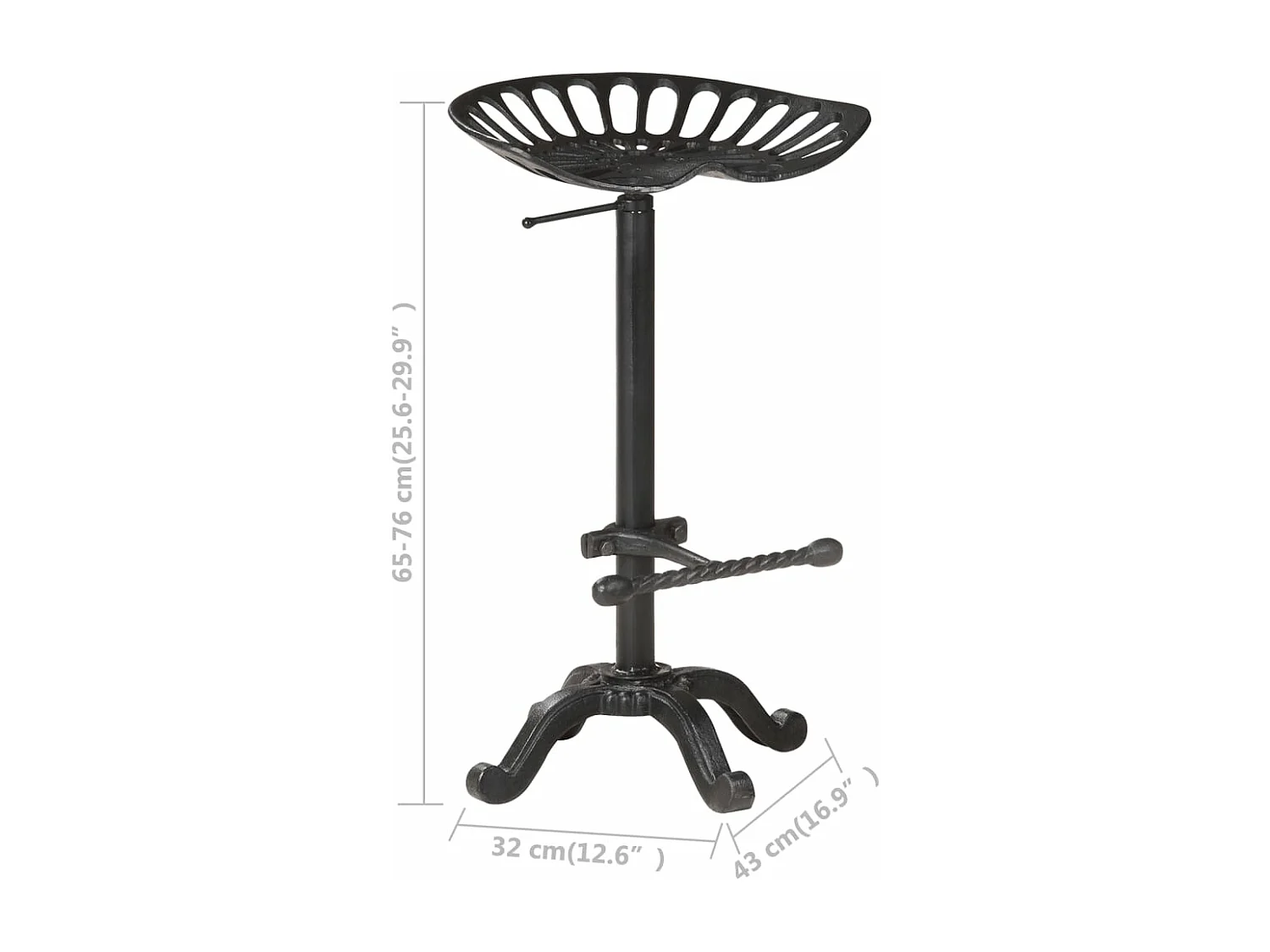 Tabouret de bar Noir Fonte