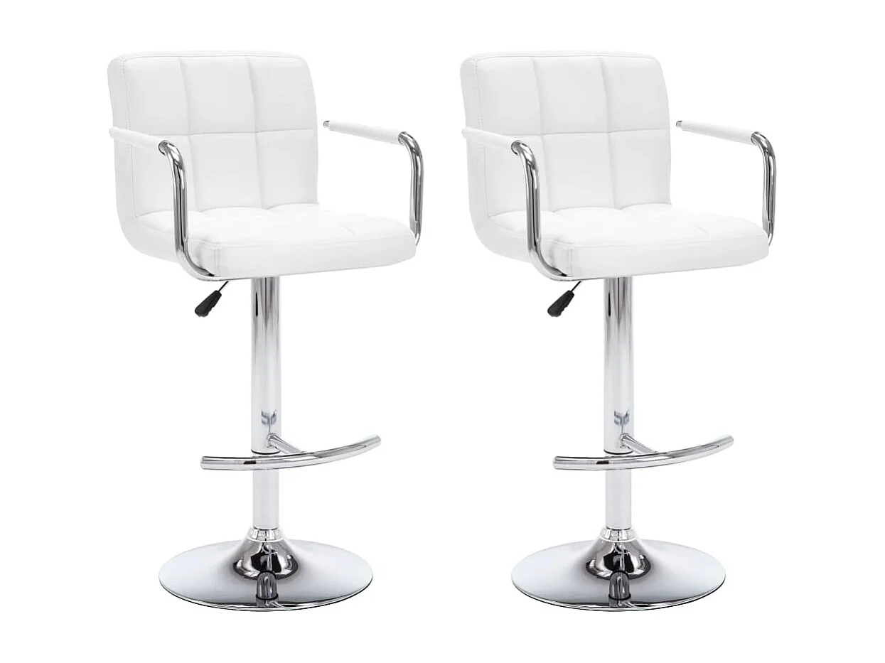 Tabourets de bar 2 pcs Blanc Similicuir Kila