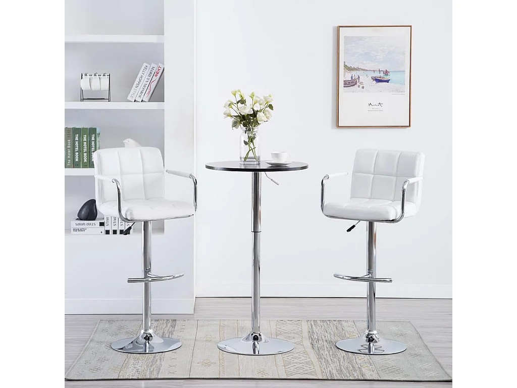 Tabourets de bar 2 pcs Blanc Similicuir Kila