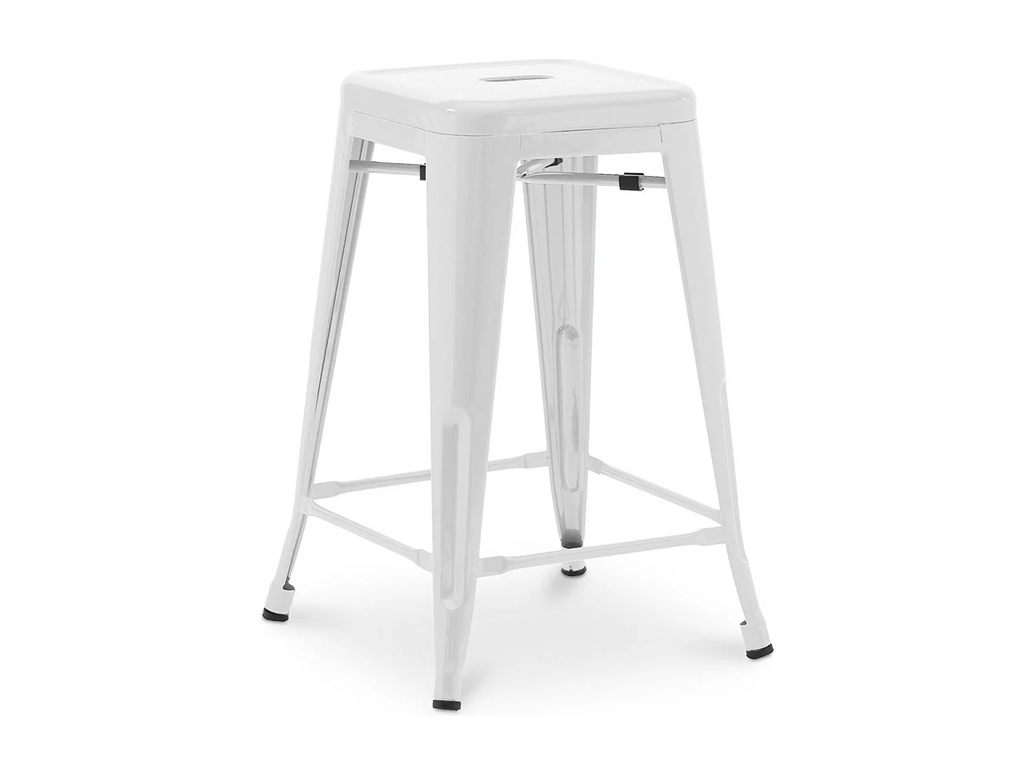 Tabouret industriel acier brillant renforcé Kalax 60cm --Couleur Blanc