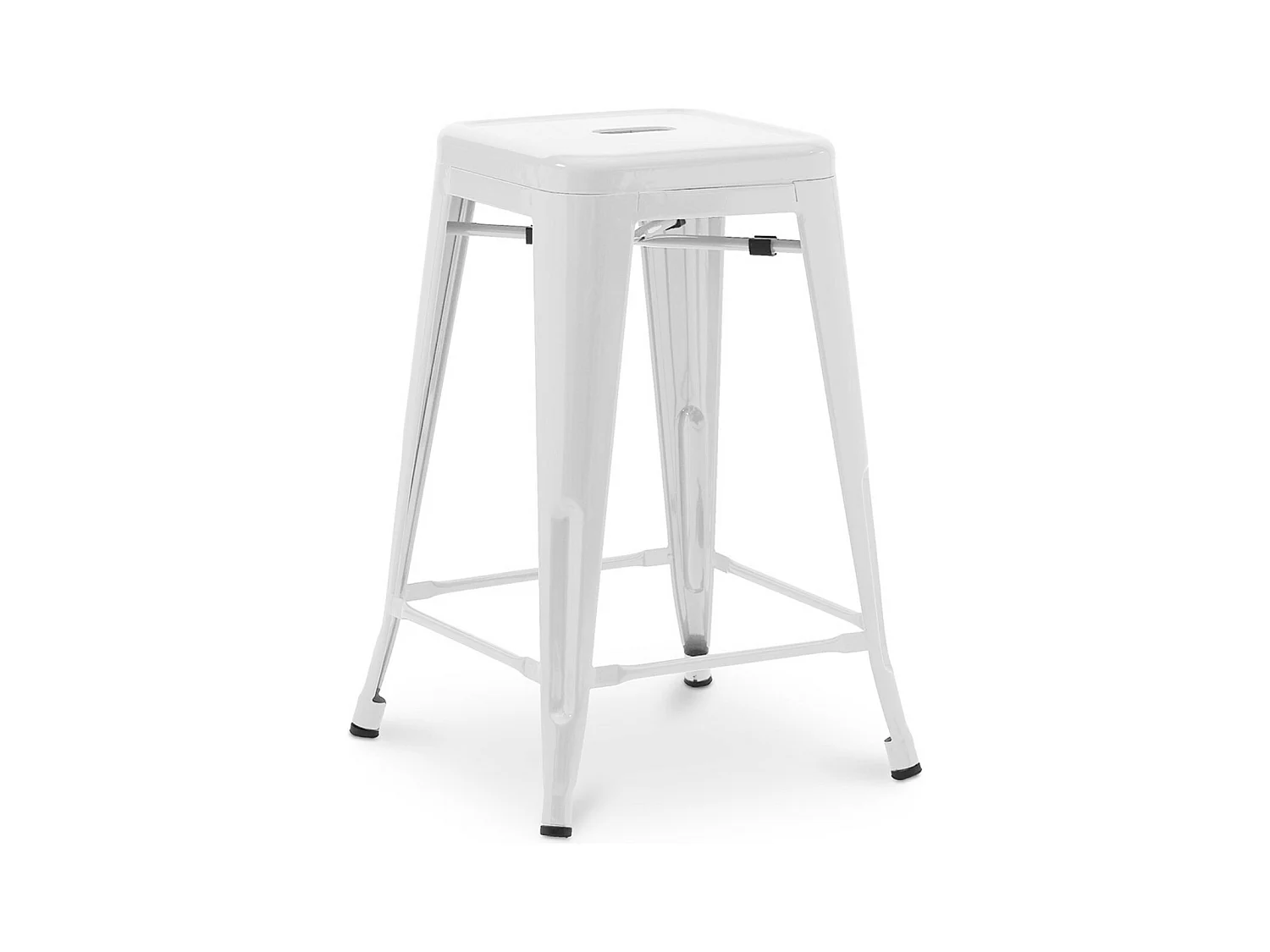 Tabouret industriel acier brillant renforcé Kalax 60cm --Couleur Blanc
