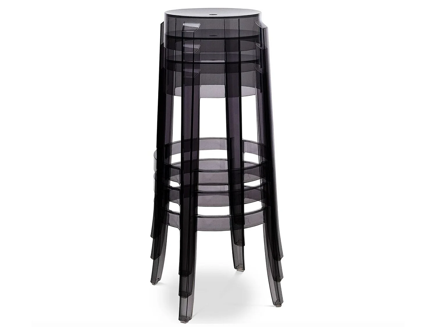 Tabouret design en polycarbonate transparent LOUIVA - Assise 47, 65 ou 75cm-Transparent-Hauteur 65 cm