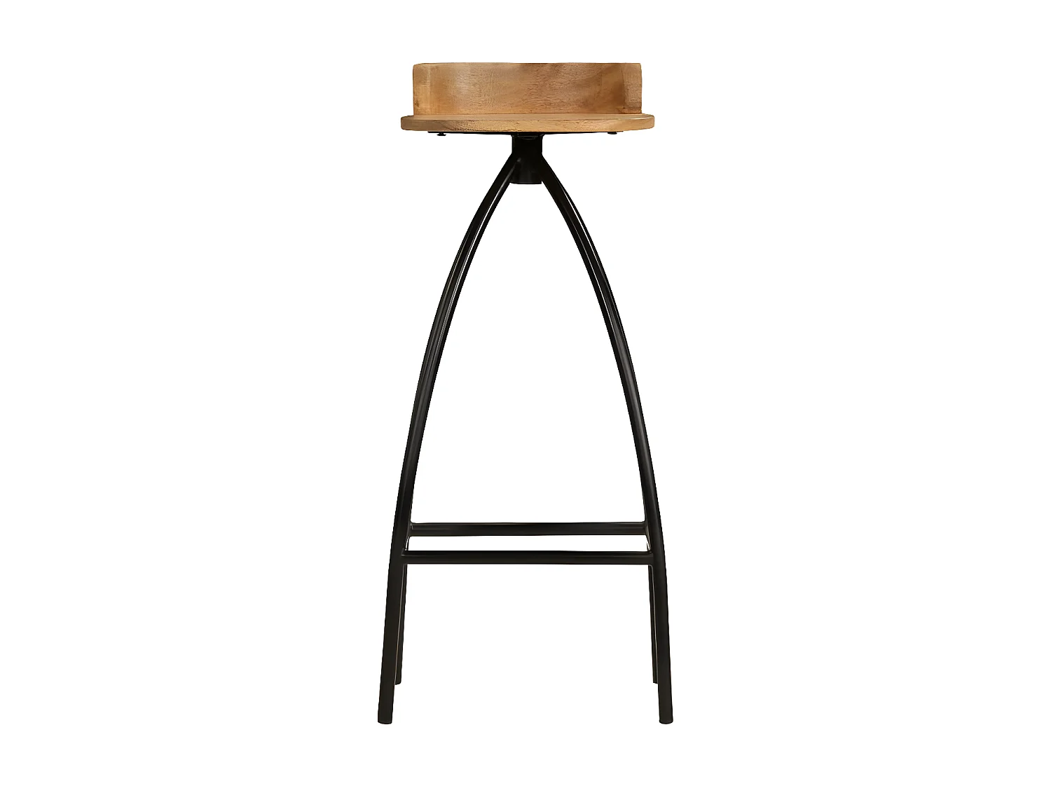 chaise de bar manguier massif clair et pieds métal noir Ive - Lot de 2