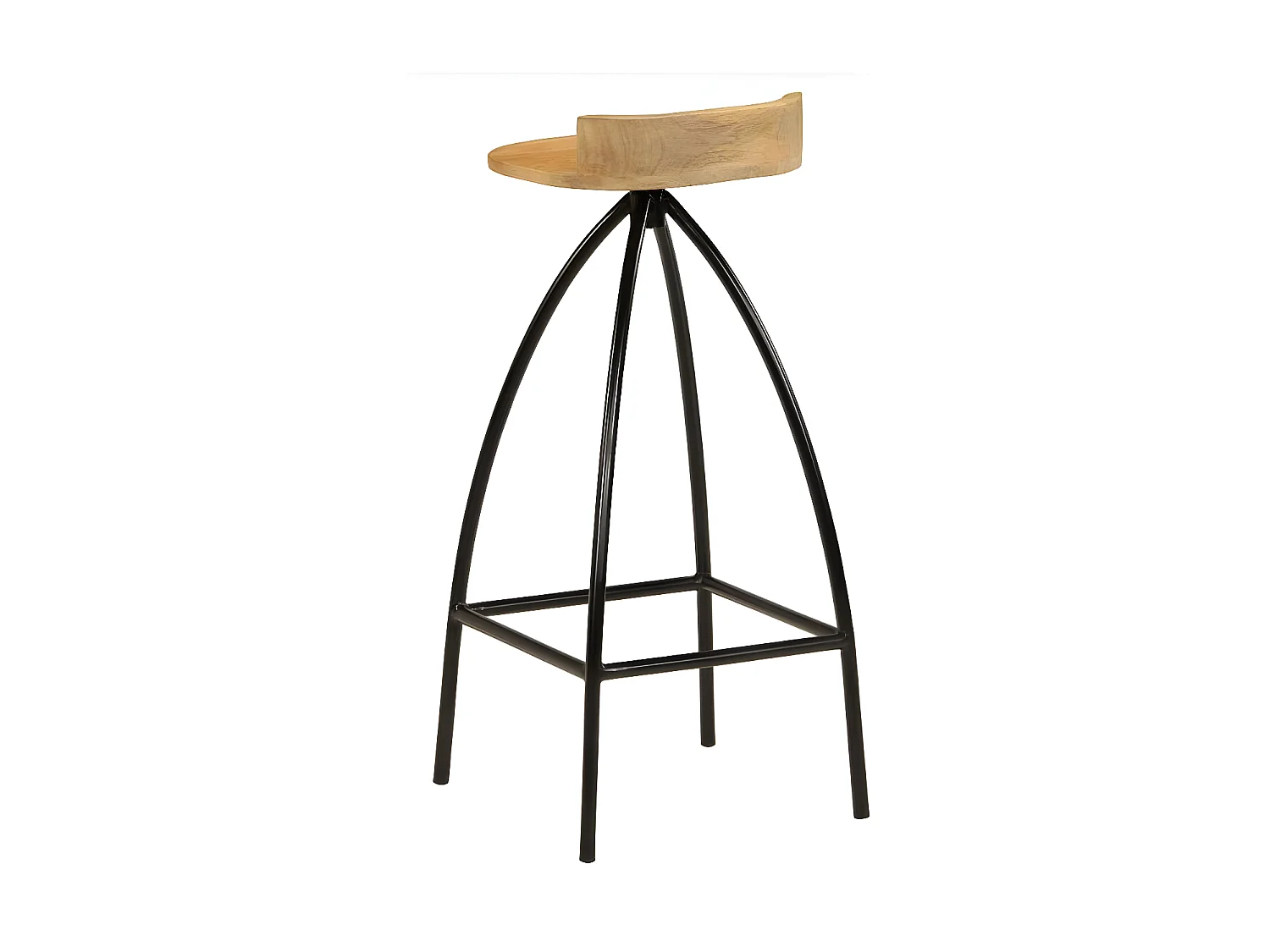 chaise de bar manguier massif clair et pieds métal noir Ive - Lot de 2