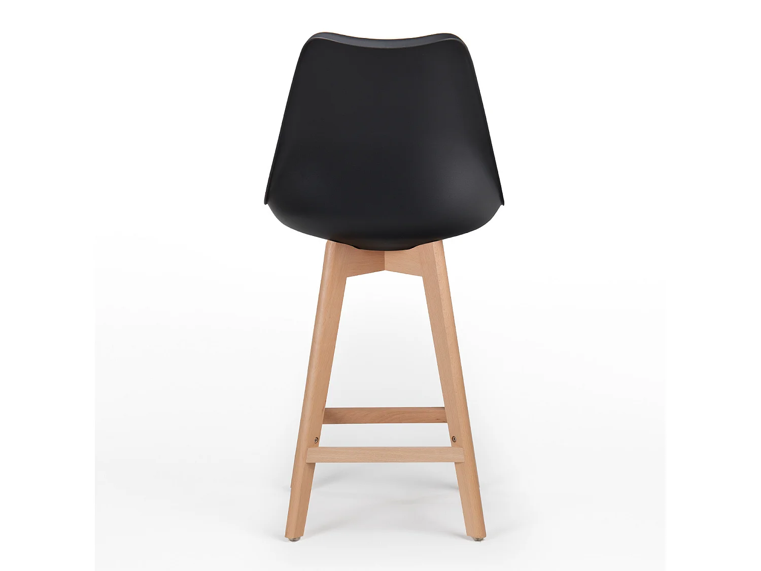 Taburete nórdico con cojín polipiel negro y patas de haya clara Tula 67 cm