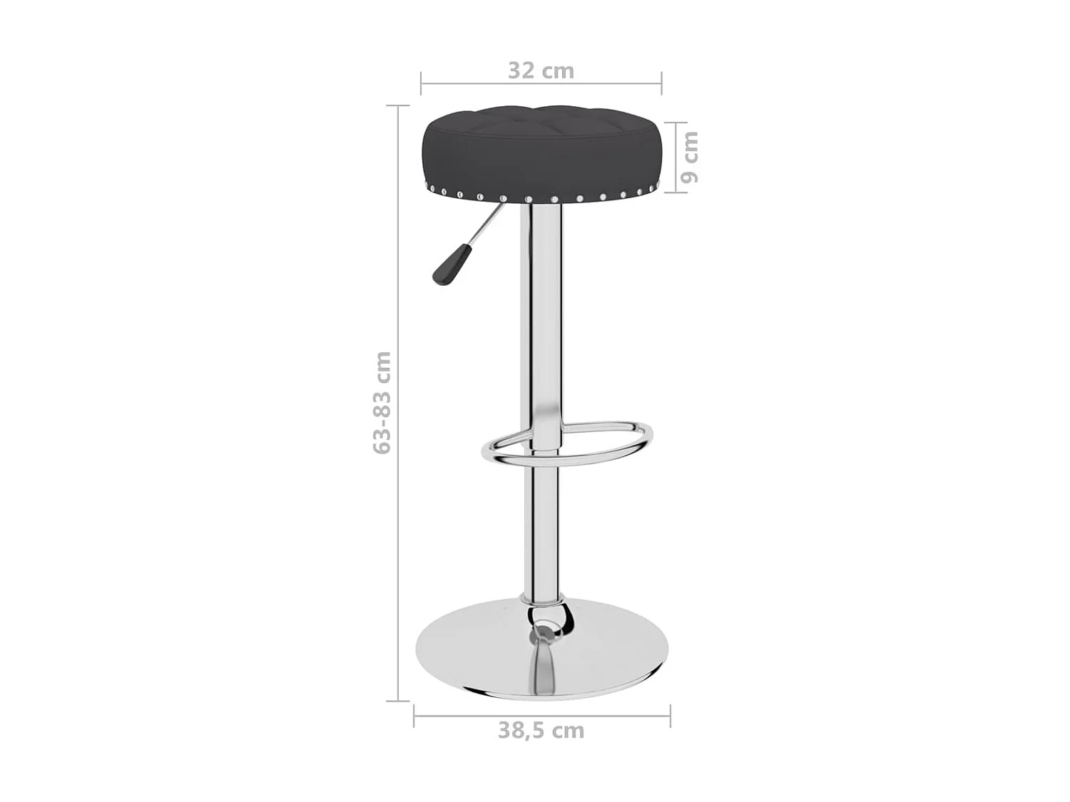 Tabourets de bar 2 pcs Noir Tissu 6