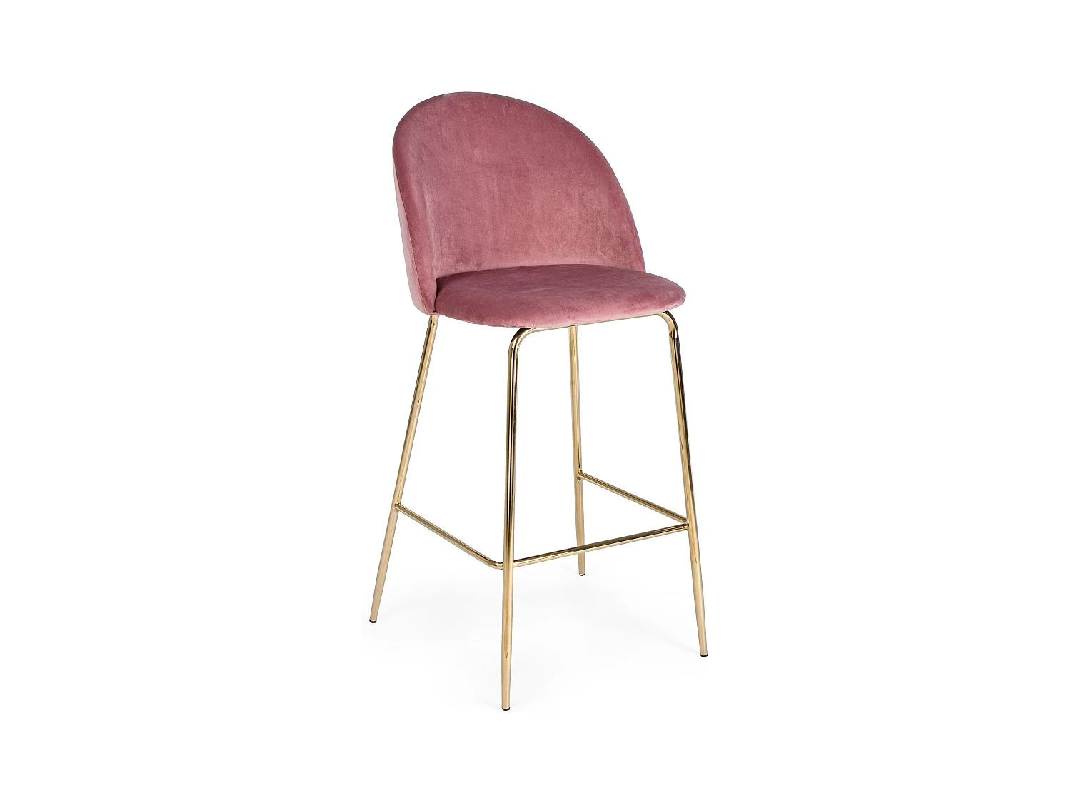 Tabouret de bar en velours rose et pieds acier Cam - Lot de 2