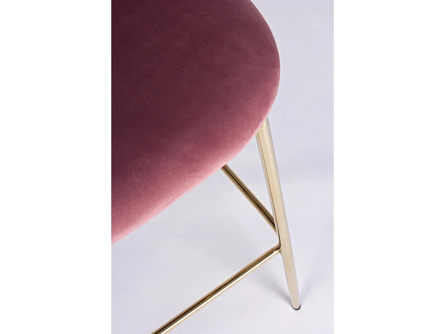 Barkruk in roze fluweel en Cam stalen poten - Set van 2
