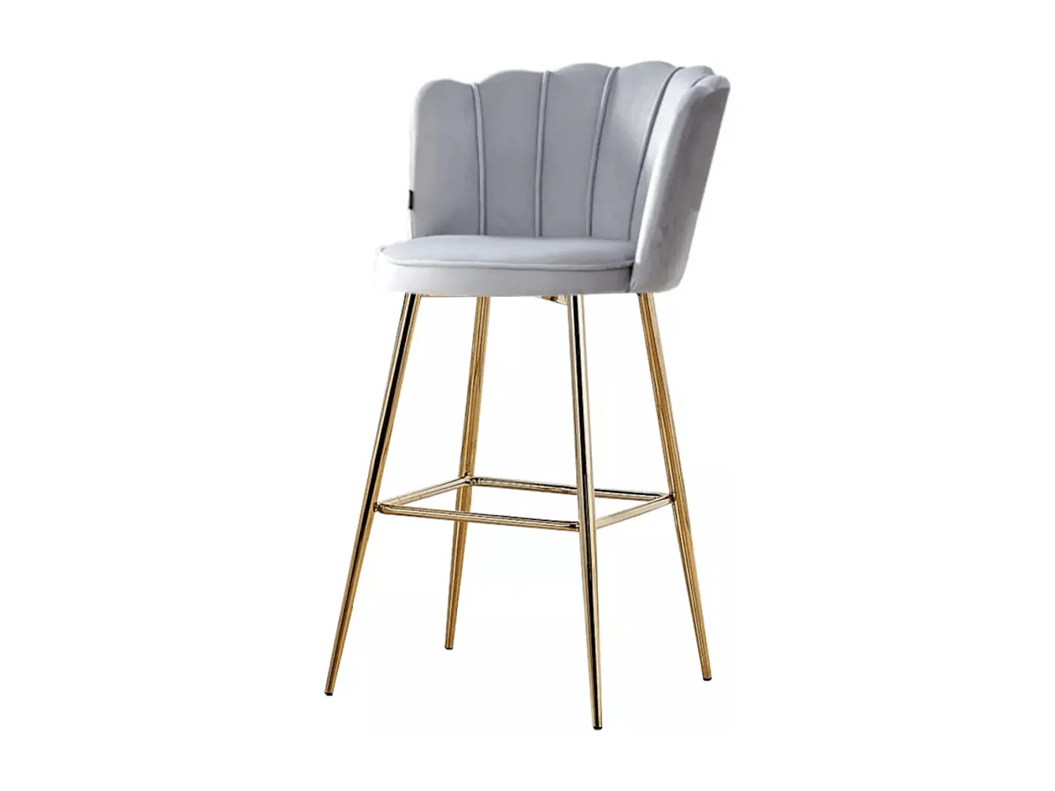 Chaise de bar moderne velours et pieds métal doré Pétale - Lot de 2-Couleur Beige