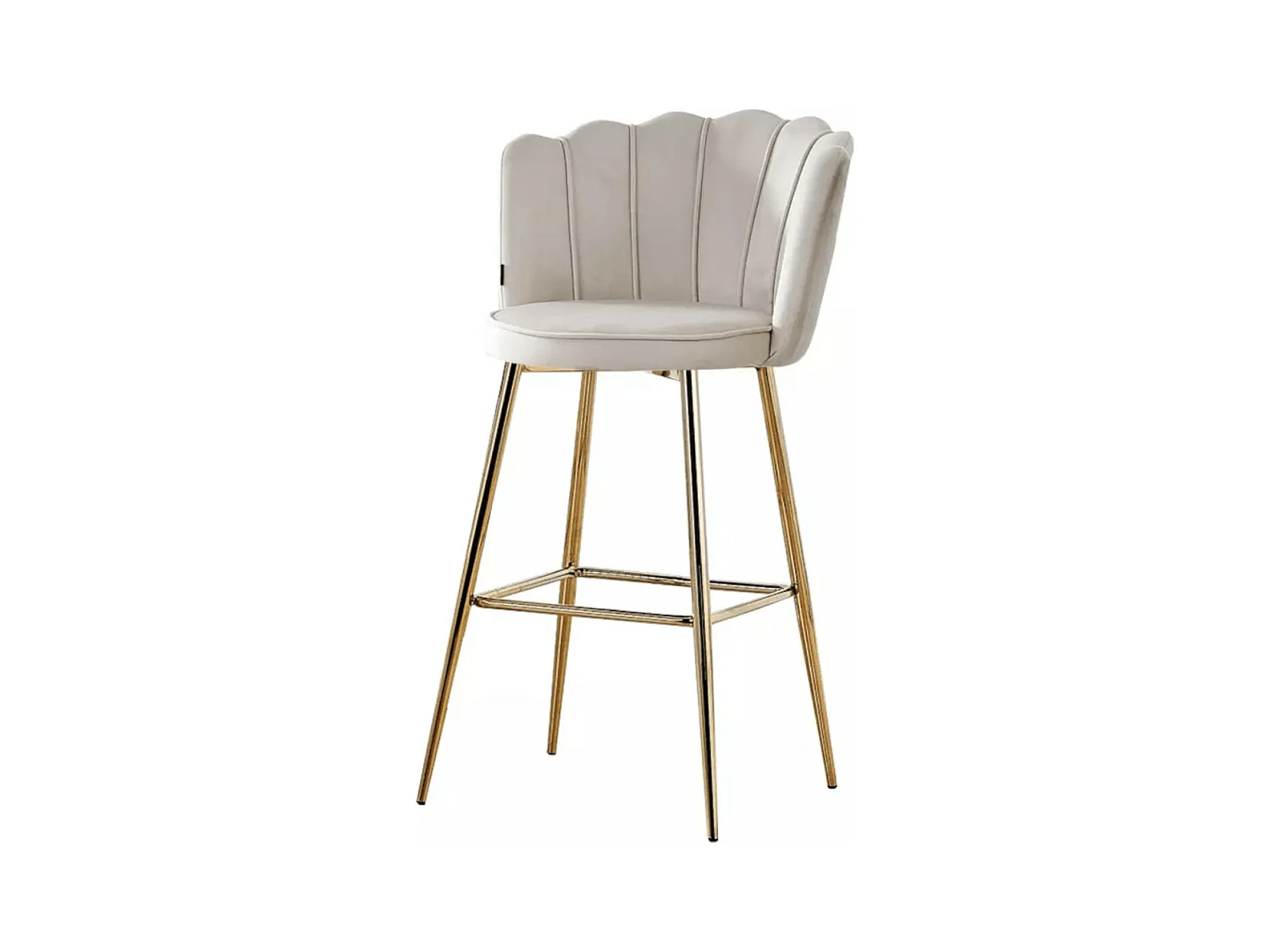 Chaise de bar moderne velours et pieds métal doré Pétale - Lot de 2-Couleur Beige