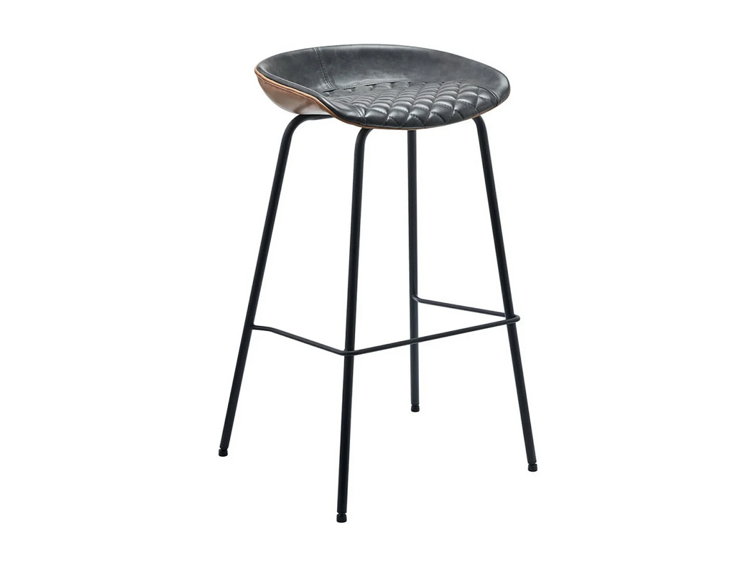 Tabouret design simili cuir gris foncé et marron Kalyne - Lot de 2