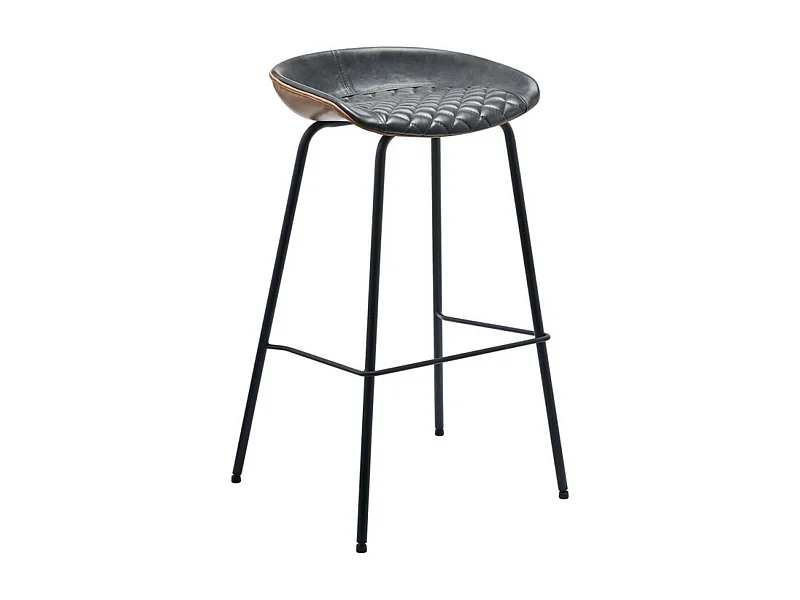 Tabouret design simili cuir gris foncé et marron Kalyne - Lot de 2