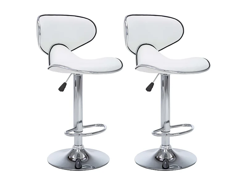 Tabourets de bar 2 pcs Blanc Similicuir Cobra