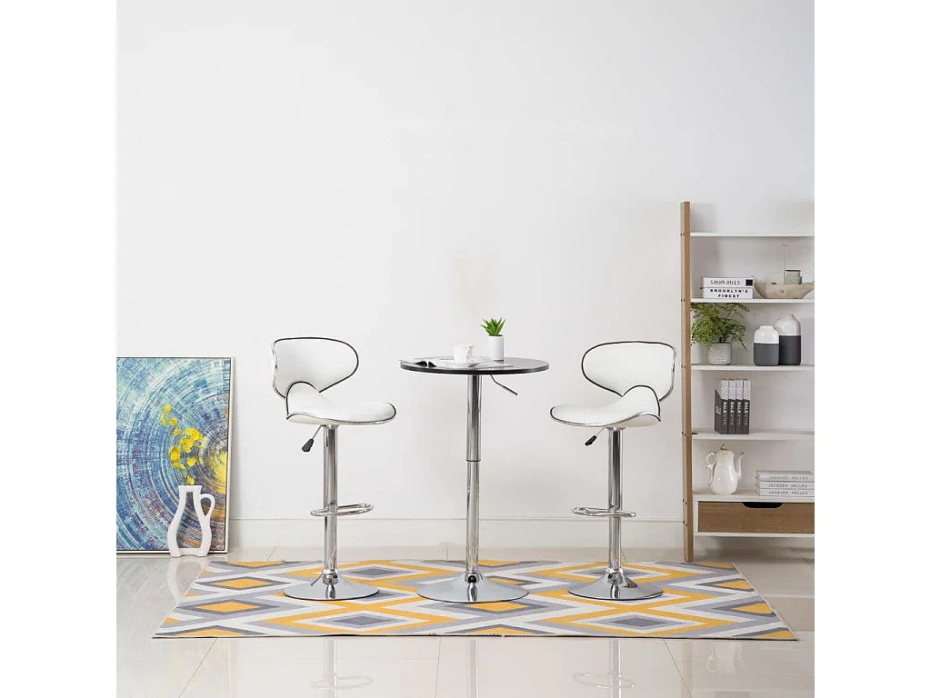 Tabourets de bar 2 pcs Blanc Similicuir Cobra