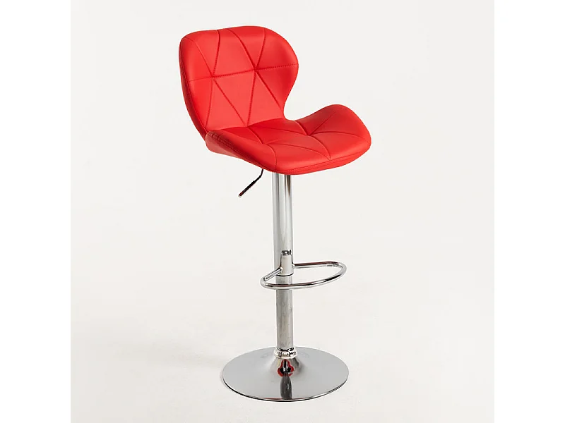 Tabouret confortable simili cuir capitonné rouge Joy - Lot de 2