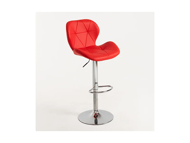 Tabouret confortable simili cuir capitonné rouge Joy - Lot de 2