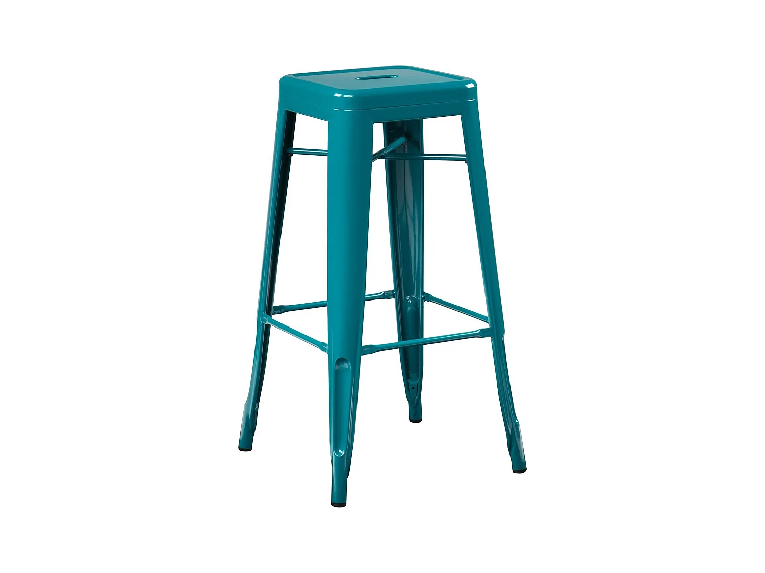 Tabouret haut 76cm Kontoir en acier brillant - Design industriel et élégant-Couleur Bleu canard