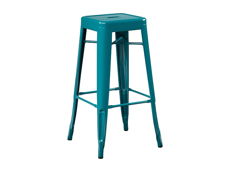 Tabouret haut 76cm Kontoir en acier brillant - Design industriel et élégant-Couleur Bleu canard