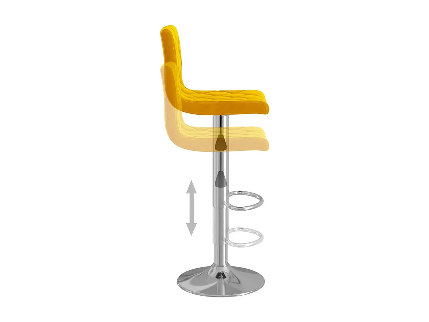 Tabourets de bar 2 pcs Jaune moutarde Velours 8