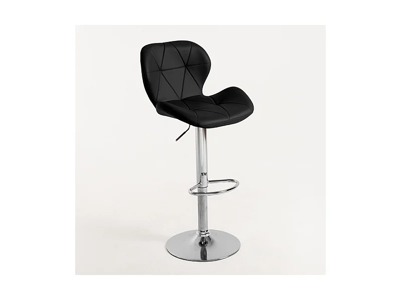Tabouret confortable simili cuir capitonné noir Joy - Lot de 2
