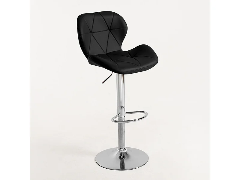 Tabouret confortable simili cuir capitonné noir Joy - Lot de 2