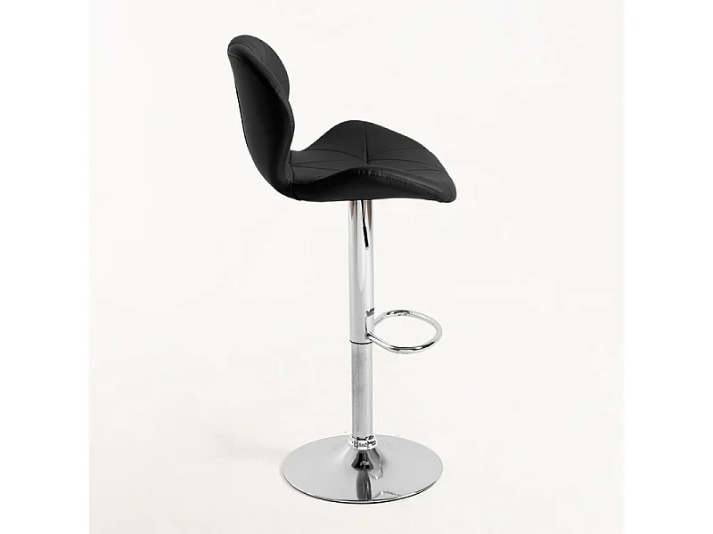 Tabouret confortable simili cuir capitonné noir Joy - Lot de 2