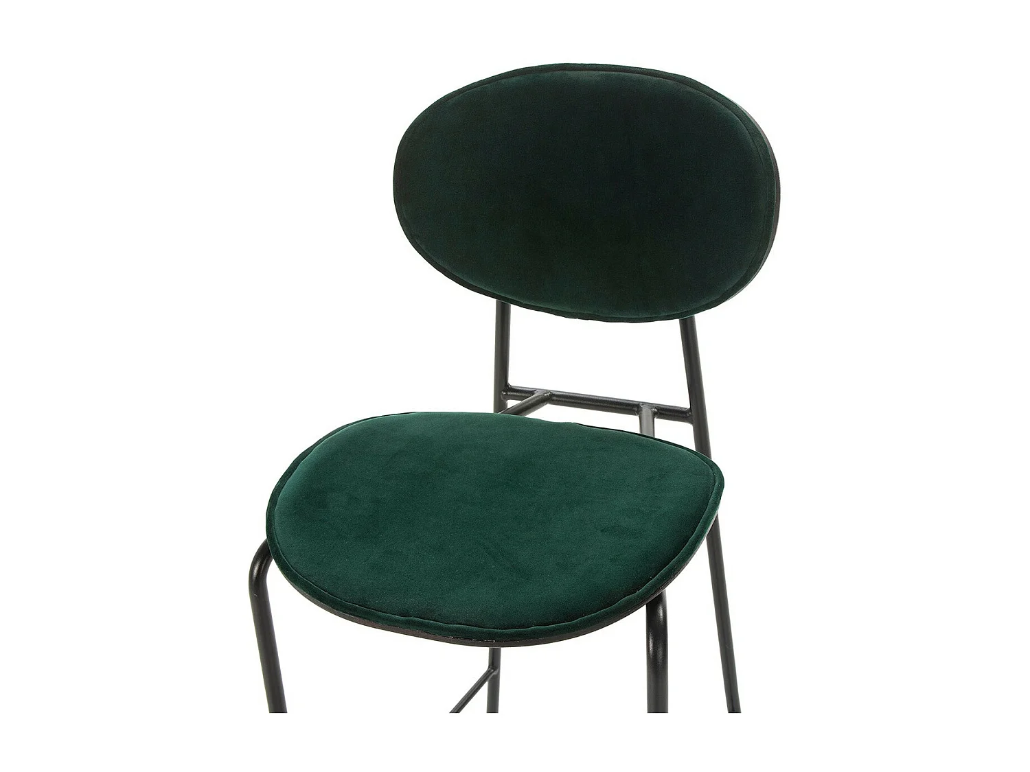 Taburete de bar Ethel de terciopelo verde con patas de metal negro