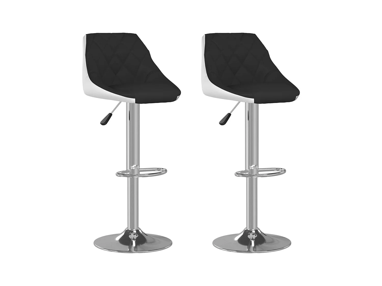 Tabourets de bar 2 pcs Noir et blanc Similicuir Sacha