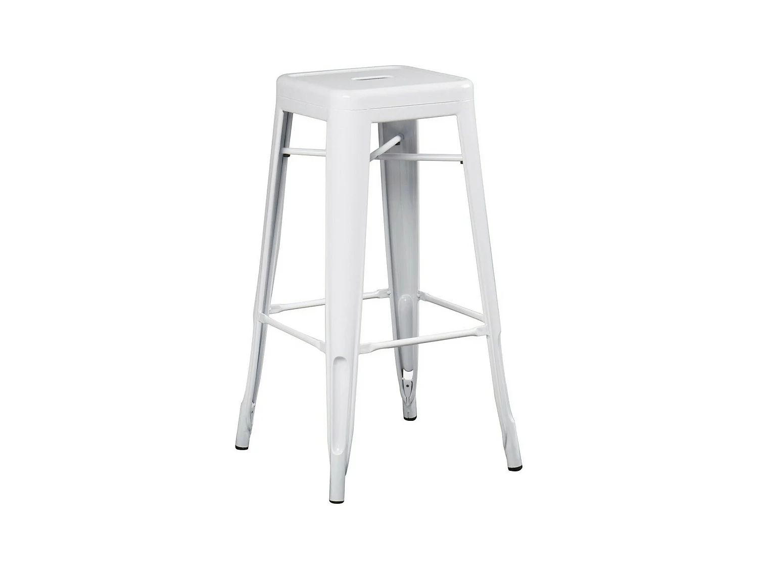 Tabouret haut 76cm Kontoir en acier brillant - Design industriel et élégant-Couleur Blanc