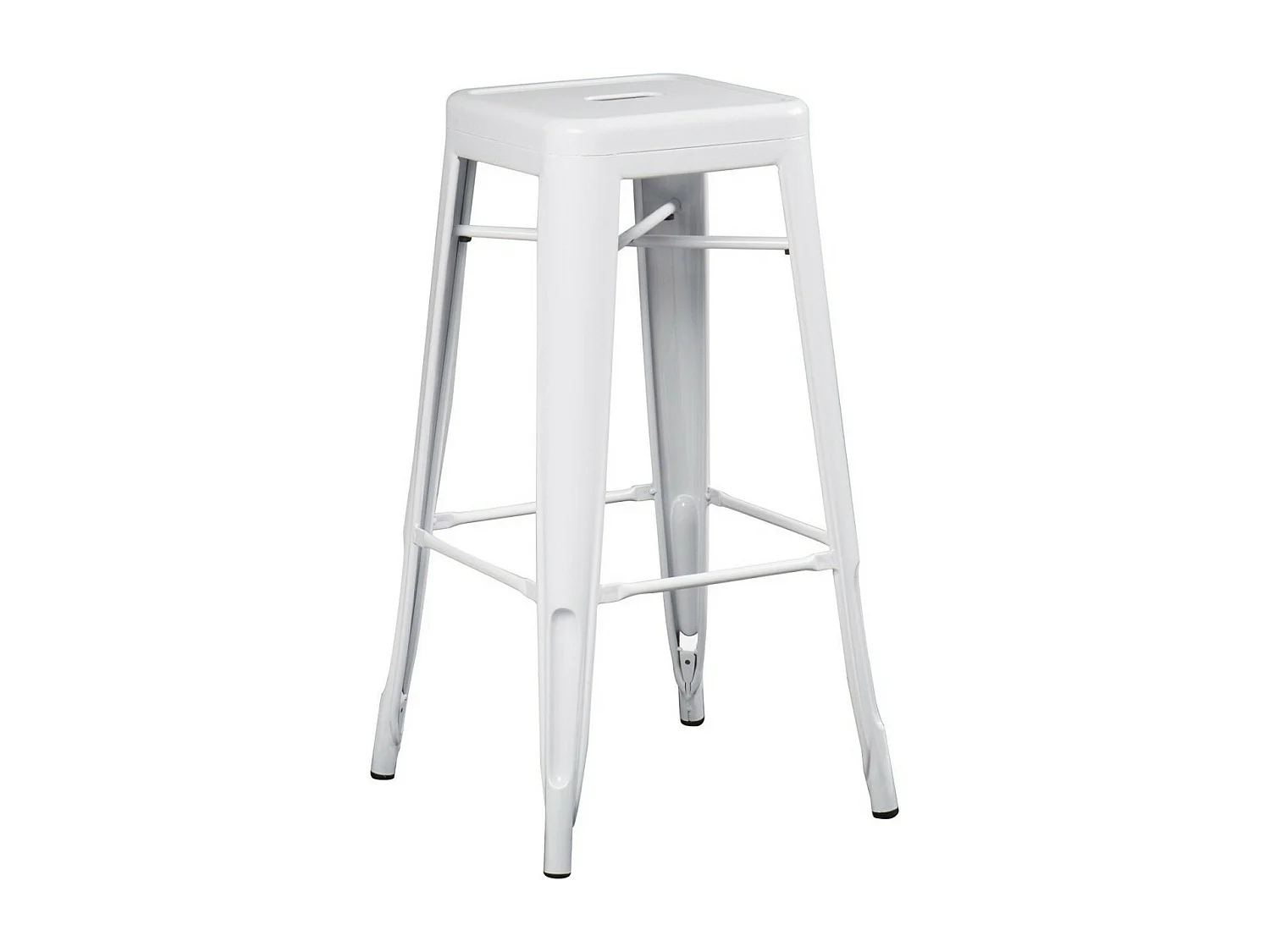 Tabouret haut 76cm Kontoir en acier brillant - Design industriel et élégant-Couleur Blanc