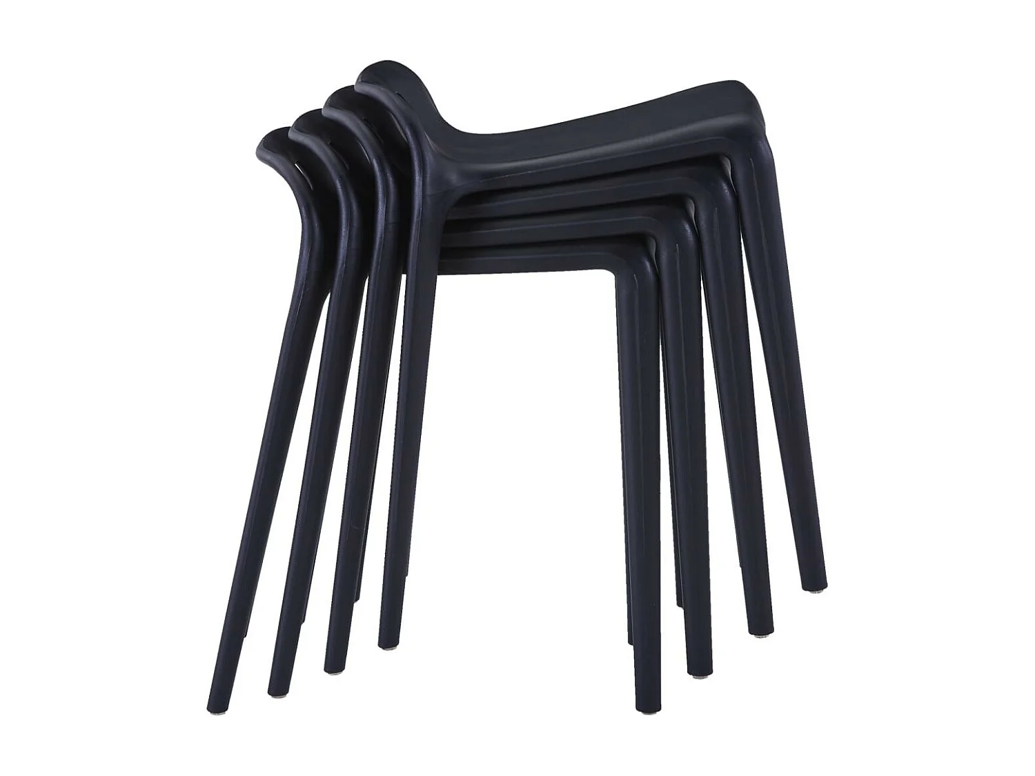 Tabourets empilables 4 pcs Noir Plastique