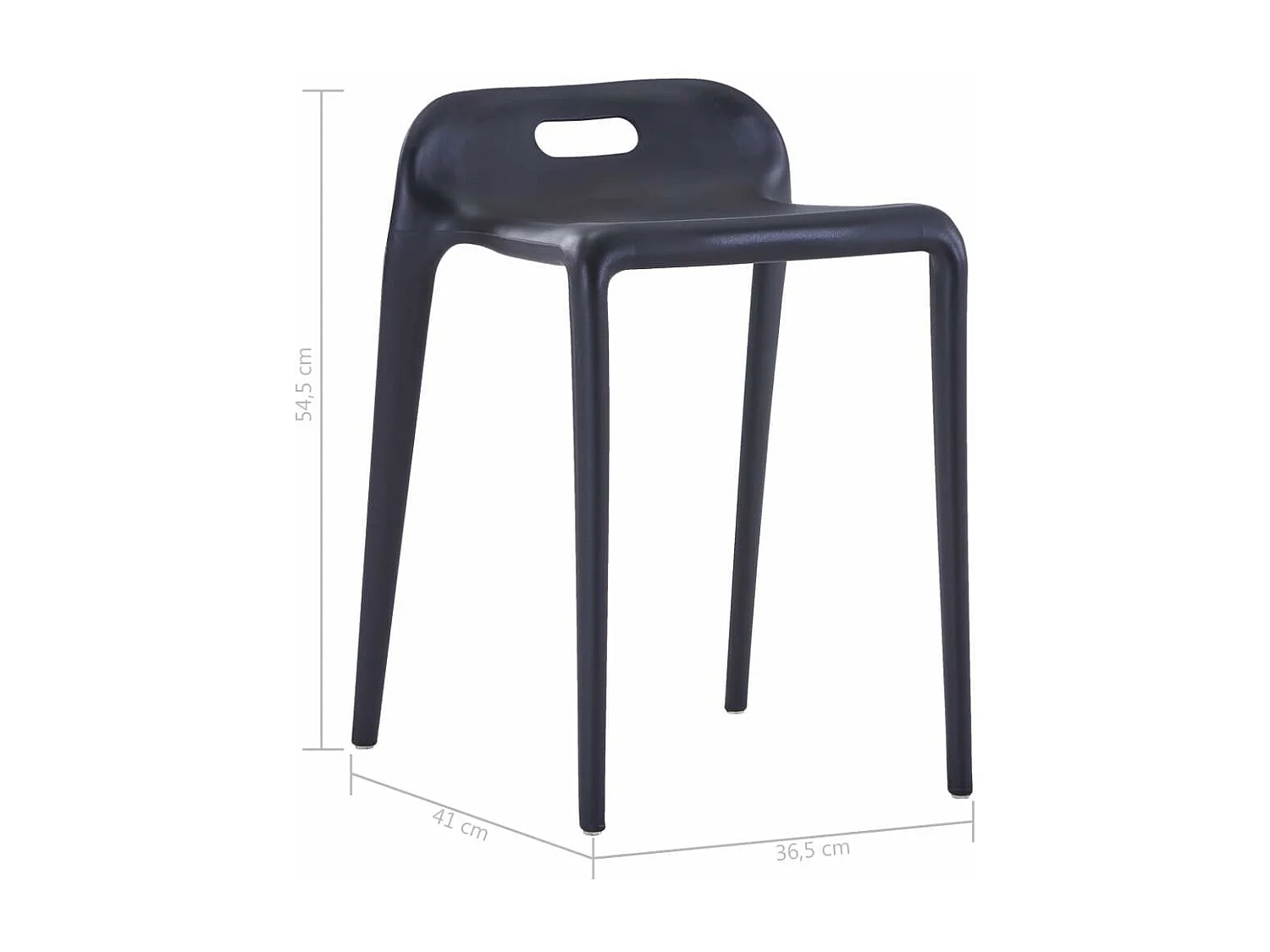 Tabourets empilables 4 pcs Noir Plastique