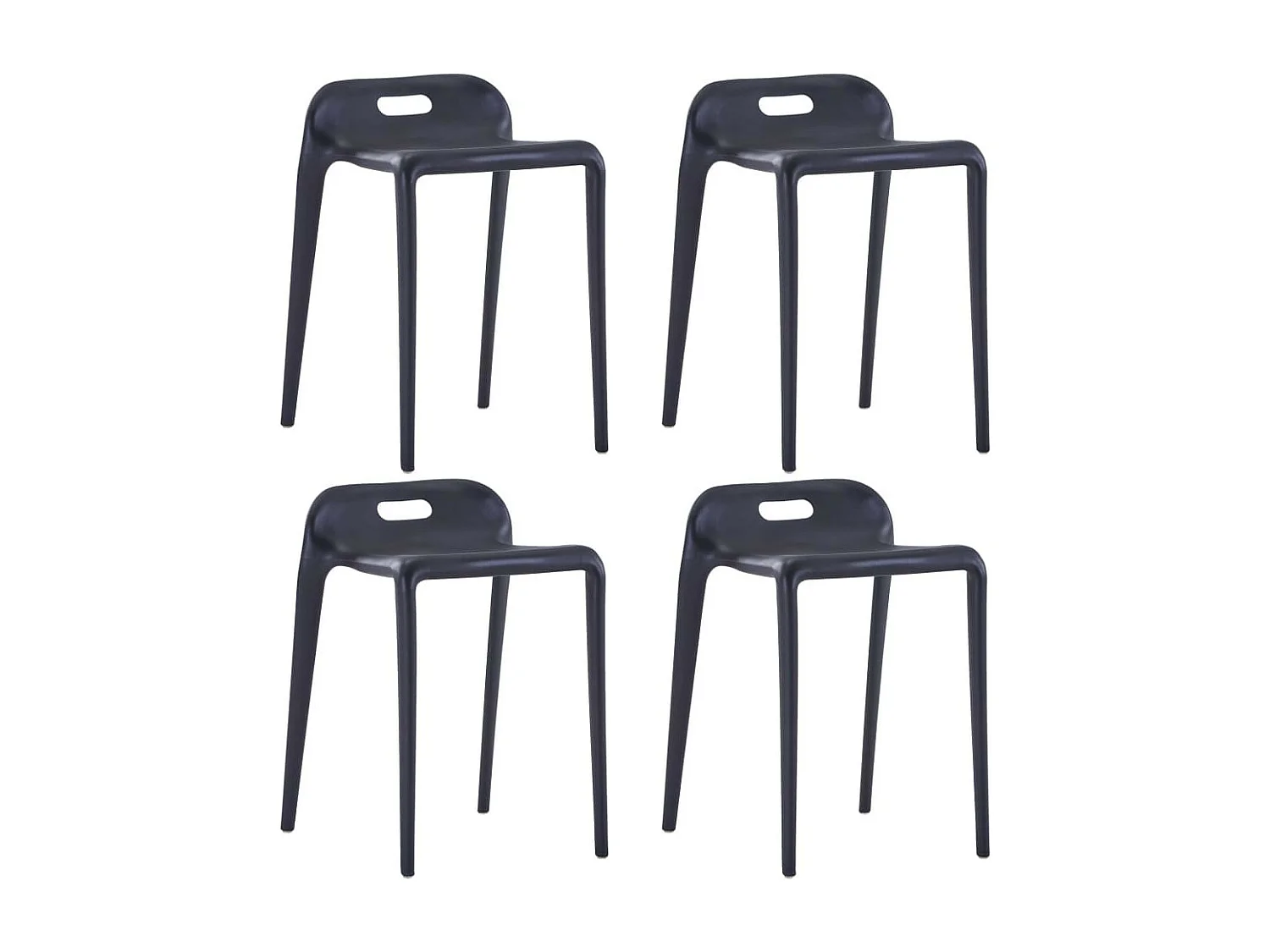 Tabourets empilables 4 pcs Noir Plastique