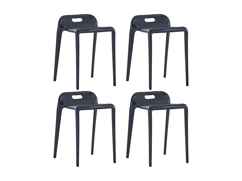 Tabourets empilables 4 pcs Noir Plastique