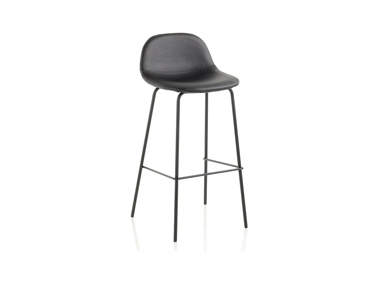 Tabouret de bar simili cuir noir et pieds métal noir Vyre