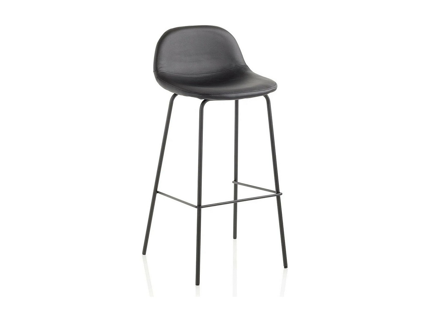 Tabouret de bar simili cuir noir et pieds métal noir Vyre